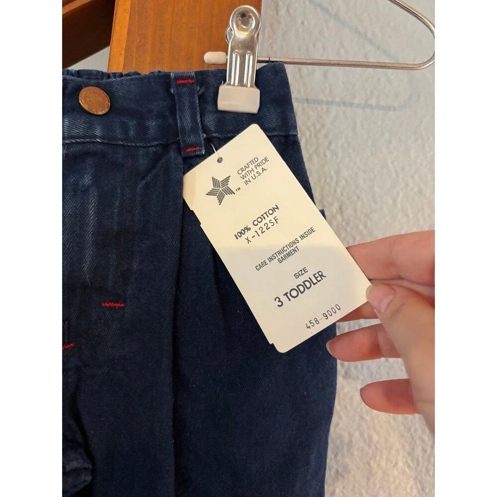 Oshkosh b’gosh nwt vtg union made USA denim blue jeans pants plaid carpenter 3t